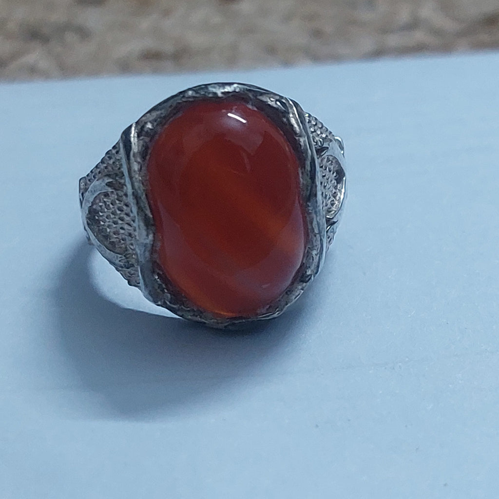 Genuine Aqeeq 925 Sterling Silver Ring