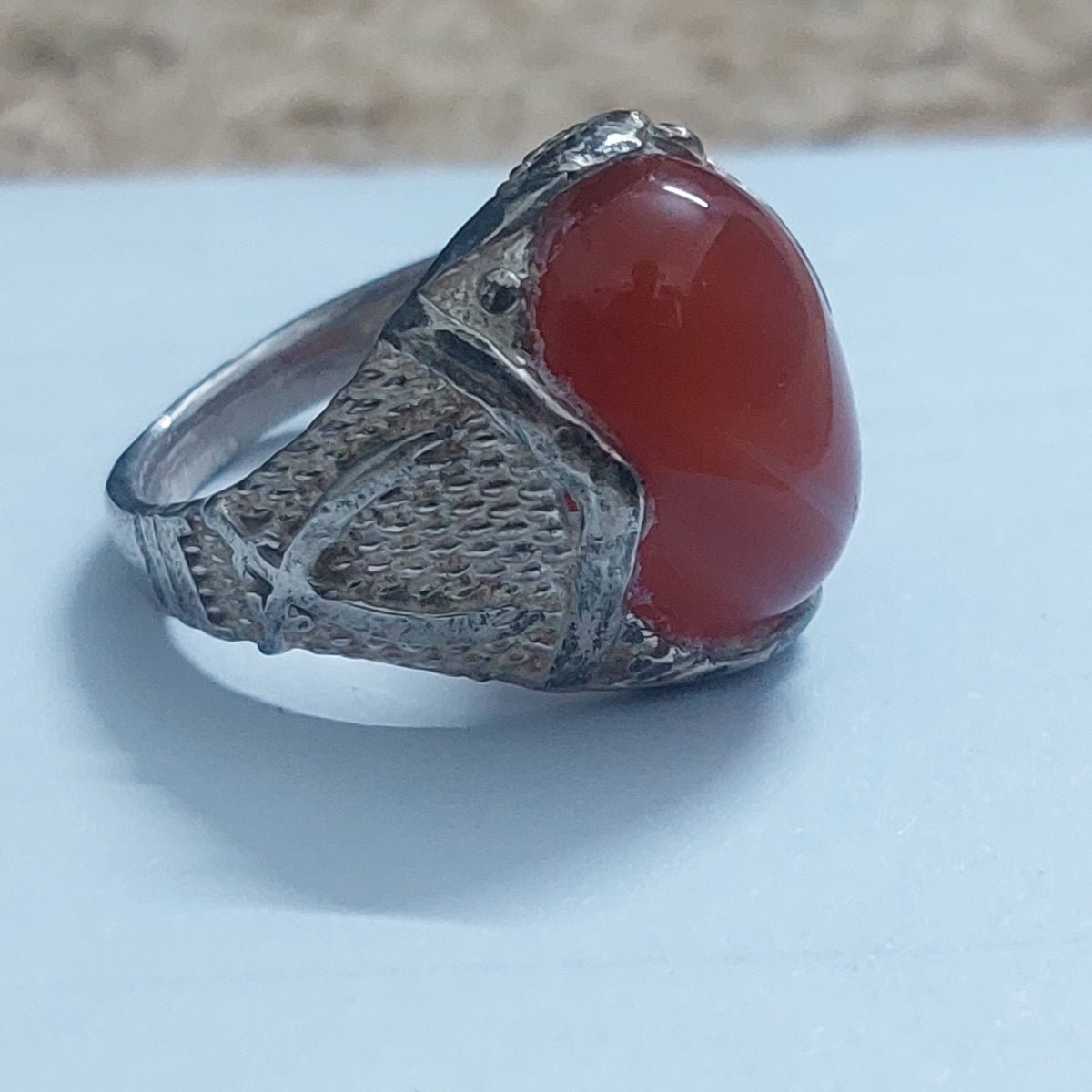 Genuine Aqeeq 925 Sterling Silver Ring