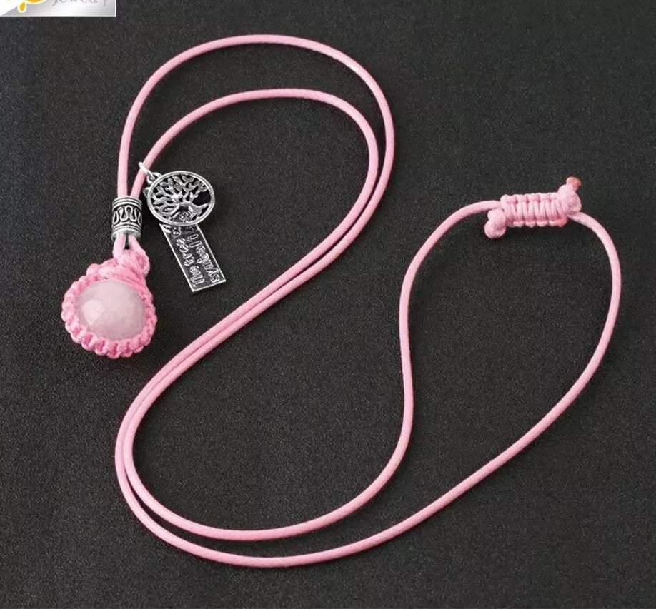 Rose Quartz Genuine Gemstone Necklace Adjustable Size 16mm 30 Carat