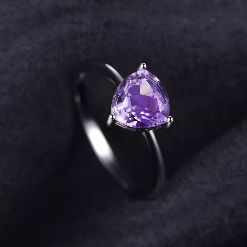 Amethyst  genuine Gemstone certified 925sterlingsilver rings