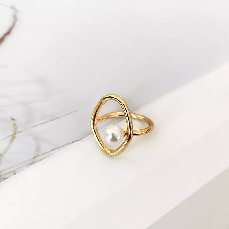 Gold Color Finger Rings INS Fashion France Gold Plated Creative Geometric Elegant Party Jewelry Gifts for Women
