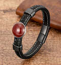 Aqeeq Genuine Gemstone Leather Bracelet