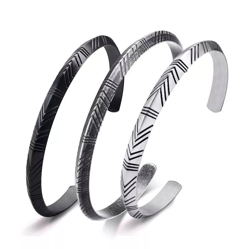 Vintage Norse Viking Cuff Bangle for Men, Stainless Steel Tribal Arrow Almut  Bracelet,Rock Punk
