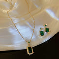 New Fashion Pendant Necklace Earring Stud Jewelry Set  Simple CZ Jewelry For Women Fine Jewelry