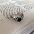 925 Sterling Silver Ring with Black Cubic Zirconia – Adjustable Size