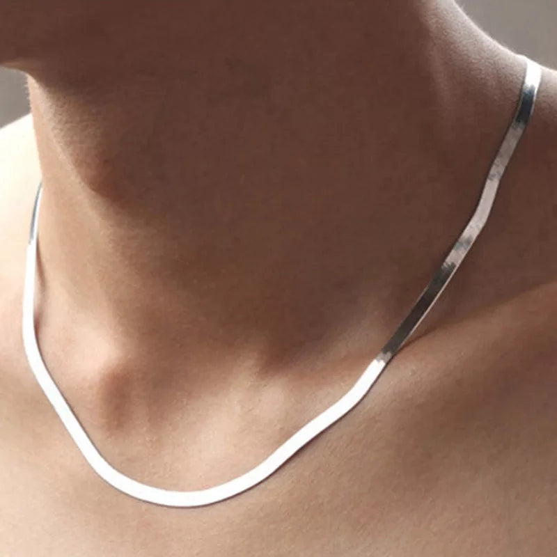925 Sterling Silver Snake Chain Necklace Men & Women 3MM-4MM Chokers 16 " 20 inch"Unisex Boys Girls Fine Jewelry Gift