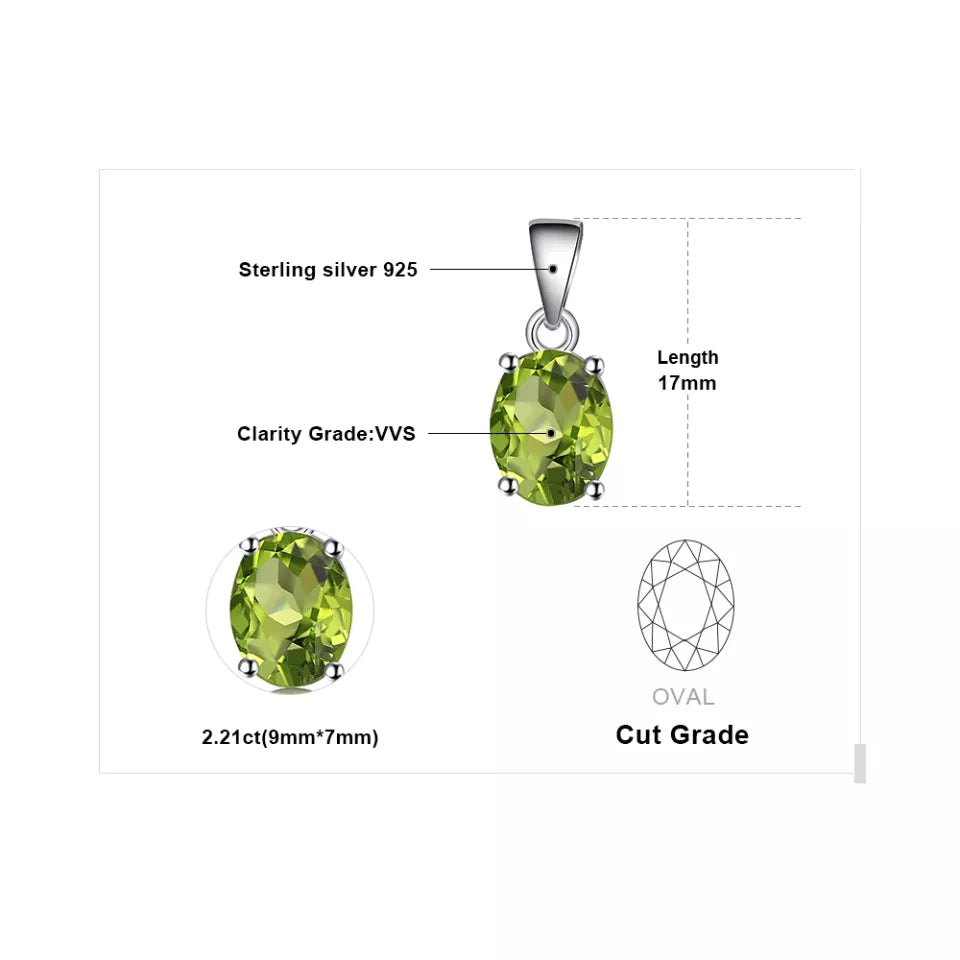 Natural  Peridot  925 Sterling Silver Ring Earring Pendant Necklace Jewelry Set