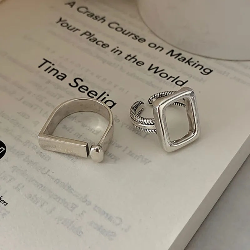 CREATIVE  HOLLOW NEW TRENDY RING SET 925STERLINGSILVER
