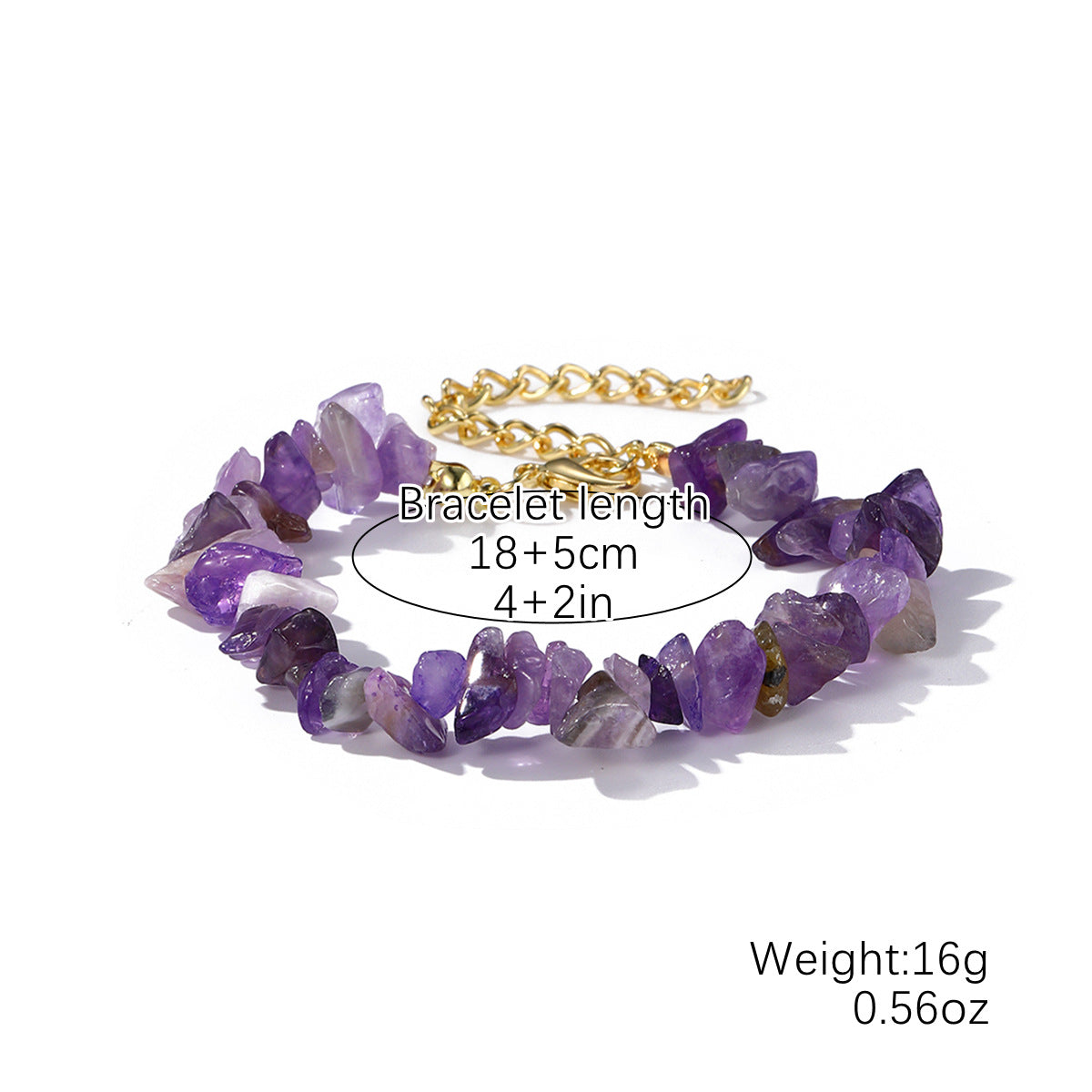 Classic Irregular Gemstone Bracelets Boho Healing Amethyst  Beads Stretch Bracelet