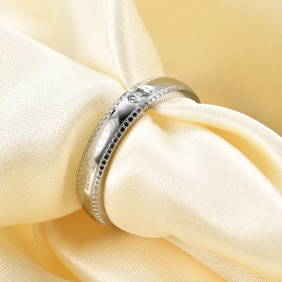 COUPLE RING SHINY CRYSTAL TURKISH DESIGN BAND RING WATERPOOF