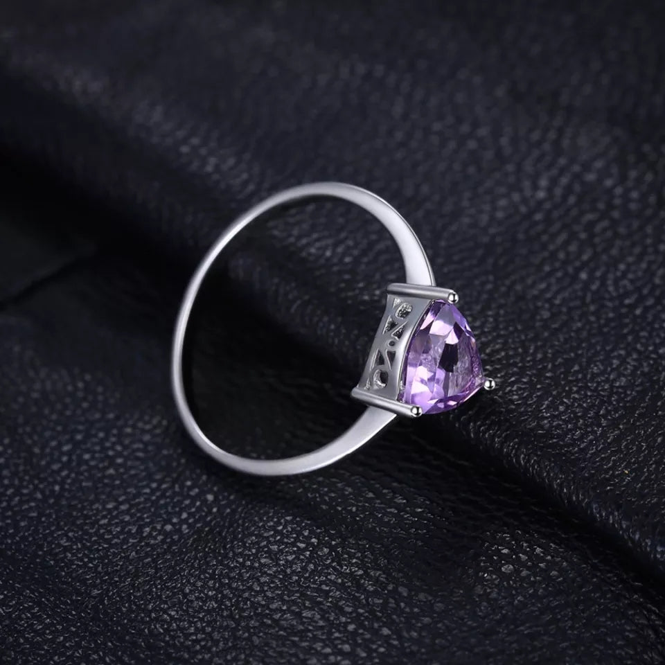 Amethyst  genuine Gemstone certified 925sterlingsilver rings