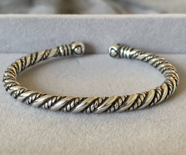Twist Pattern Bracelet Bangles For Women Men Vintage Cool Korean Thai Silver Jewelry Gift