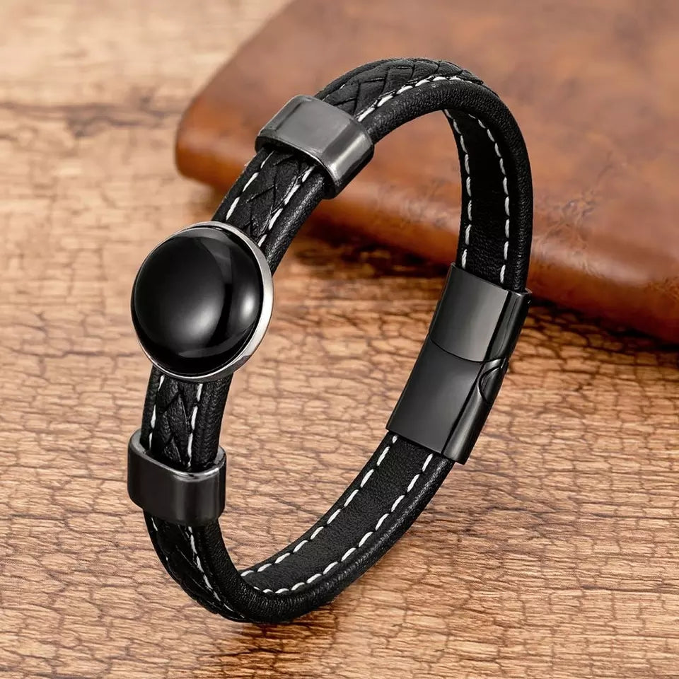 Black Aqeeq Genuine Gemstone Bracelet