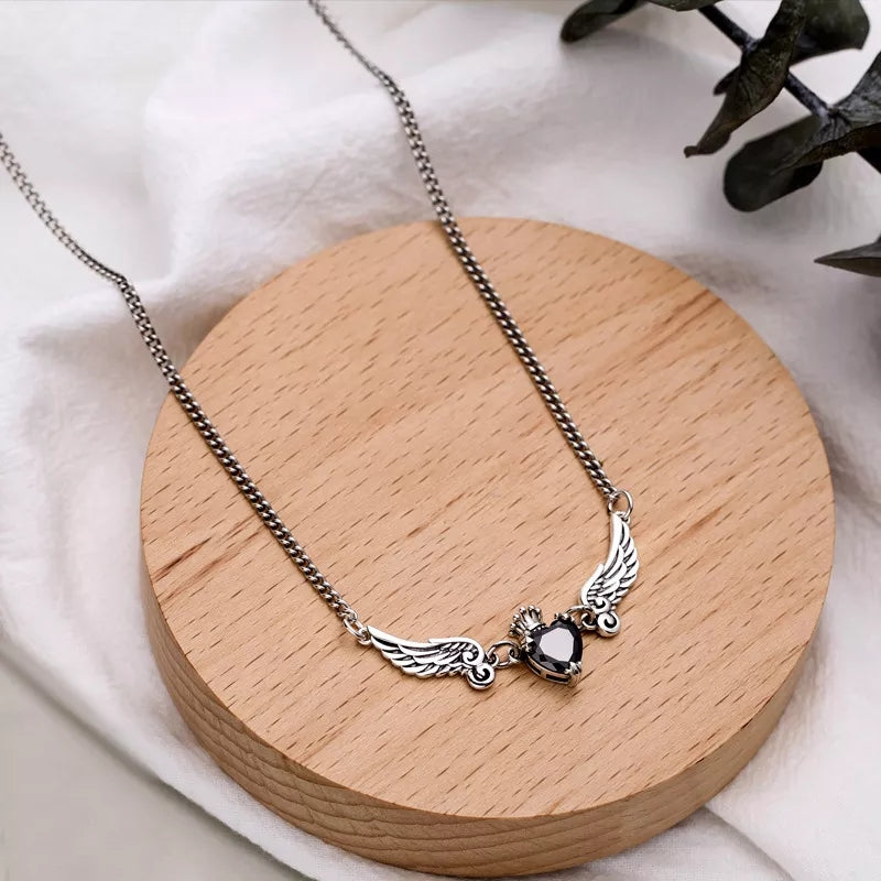 Necklace  balck Zircon  Platinum plated