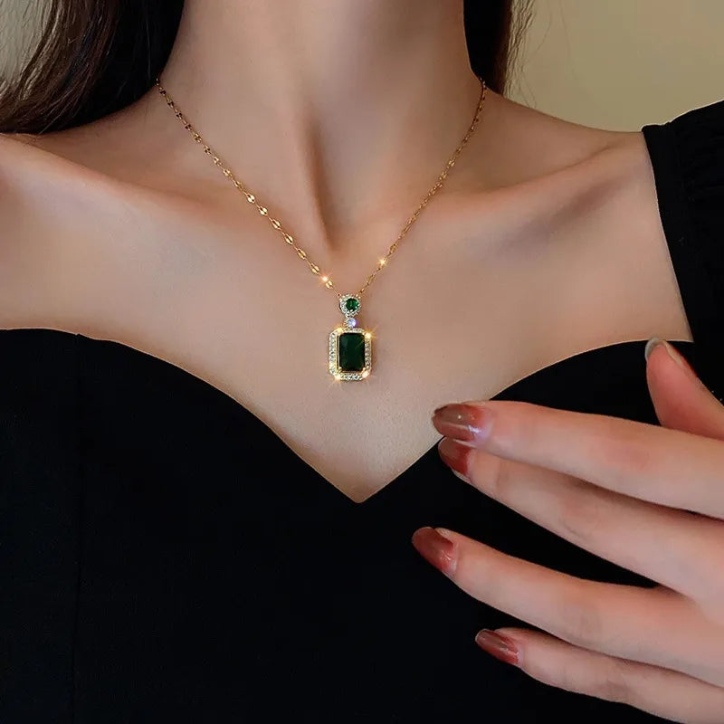 New Fashion Pendant Necklace Earring Stud Jewelry Set  Simple CZ Jewelry For Women Fine Jewelry