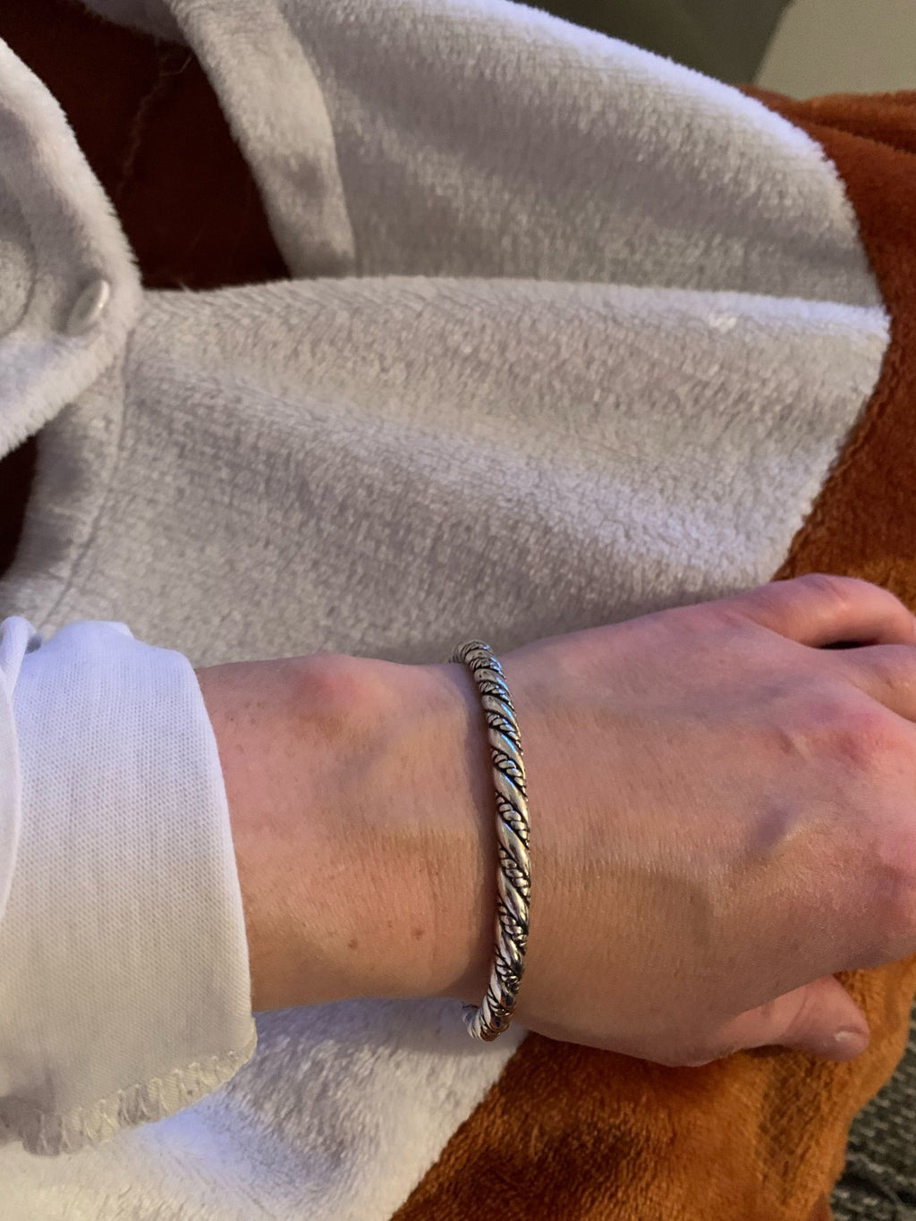 Twist Pattern Bracelet Bangles For Women Men Vintage Cool Korean Thai Silver Jewelry Gift