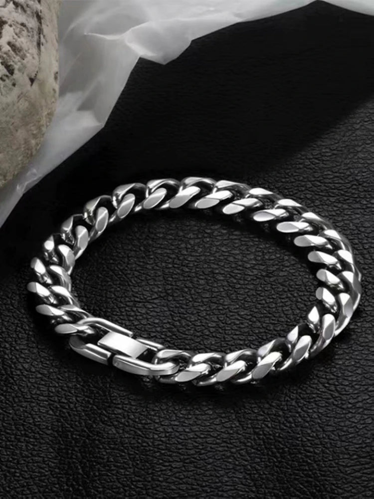 8MM 316L Stainless Steel Cuban Chain Bracelet Fashion Men's Accessories Birthday/Christmas Gift /22CM