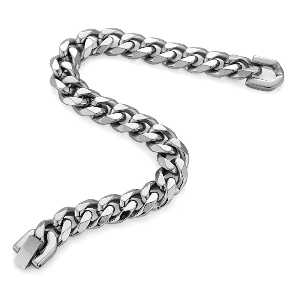 8MM 316L Stainless Steel Cuban Chain Bracelet Fashion Men's Accessories Birthday/Christmas Gift /22CM