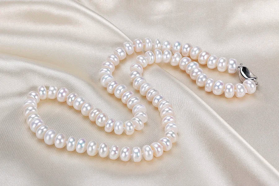 Natural Freshwater Pearl 7-8mm Bread Round925 Sterling Silver Wedding Jewelry Sets