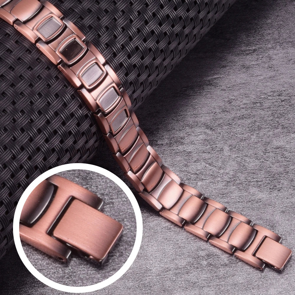 Magnetic Pure Copper Bracelet Men 12mm Wrist Band Copper Magnetic Bracelet Therapy Arthritis Hand Chain Energy Mens Bracelets