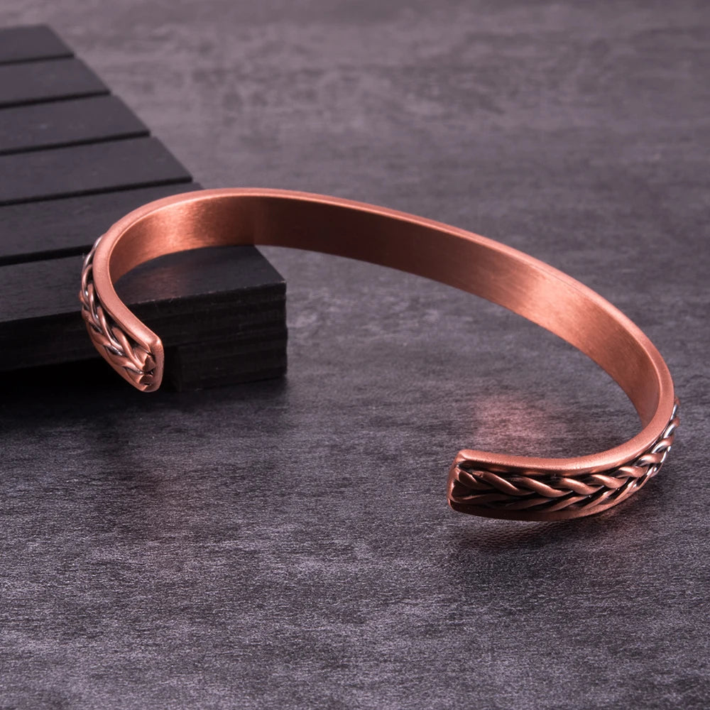 Copper Bracelets for  Pure Copper Vintage Magnetic Bangle with Energy Magnets Adjustable Cuff Jewelry Gift