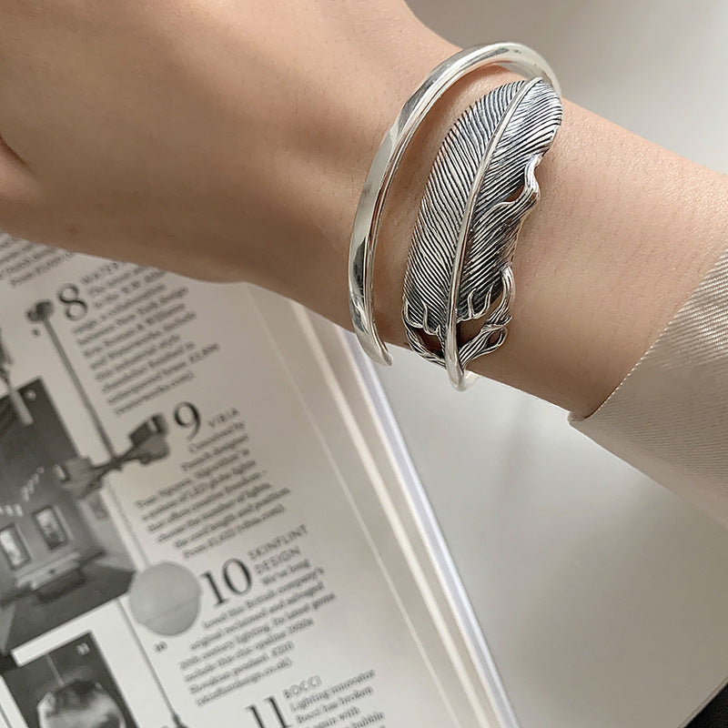 Bracelet for Women Summer New Trendy Elegant Creative Vintage Feather Adjustable Jewelry Party Gifts