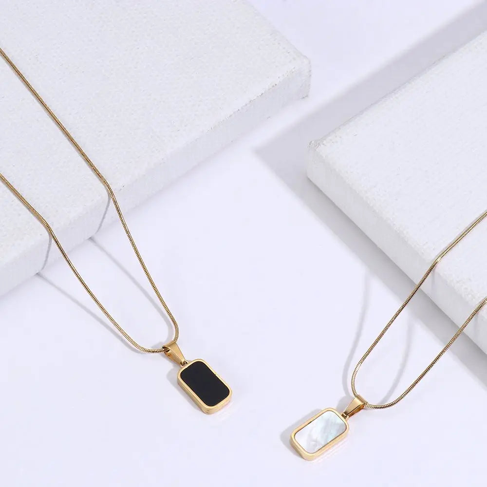 Double Sided Delicate Pendant Necklaces Stainless Steel Mini Square Necklace Elegant Fashion