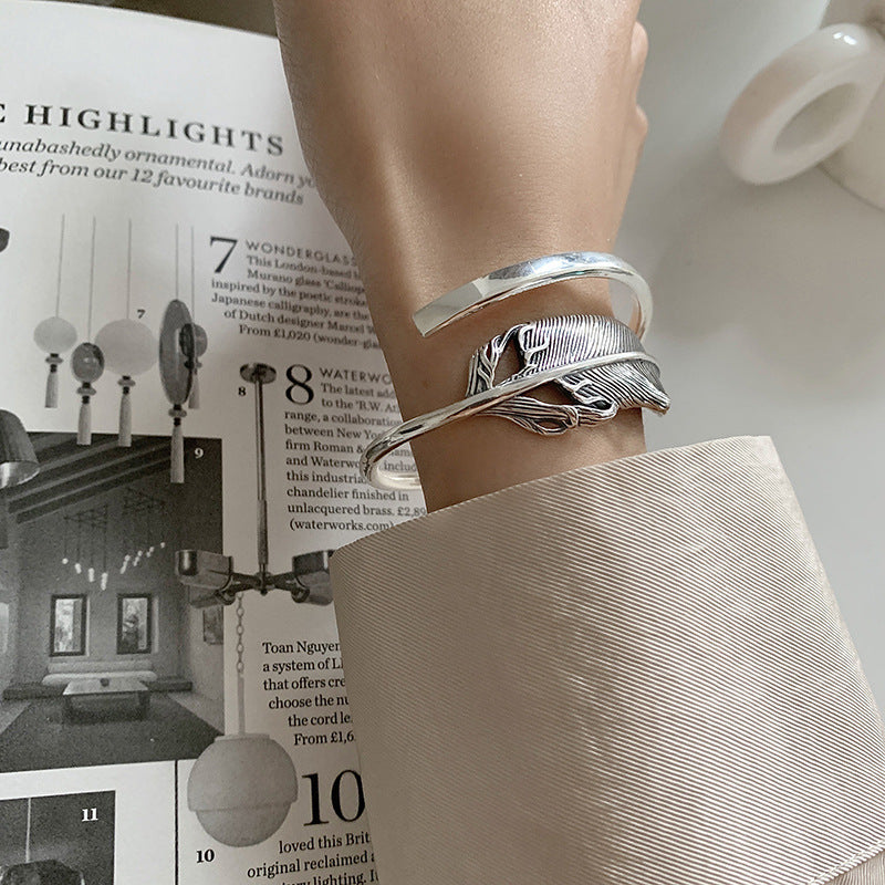 Bracelet for Women Summer New Trendy Elegant Creative Vintage Feather Adjustable Jewelry Party Gifts