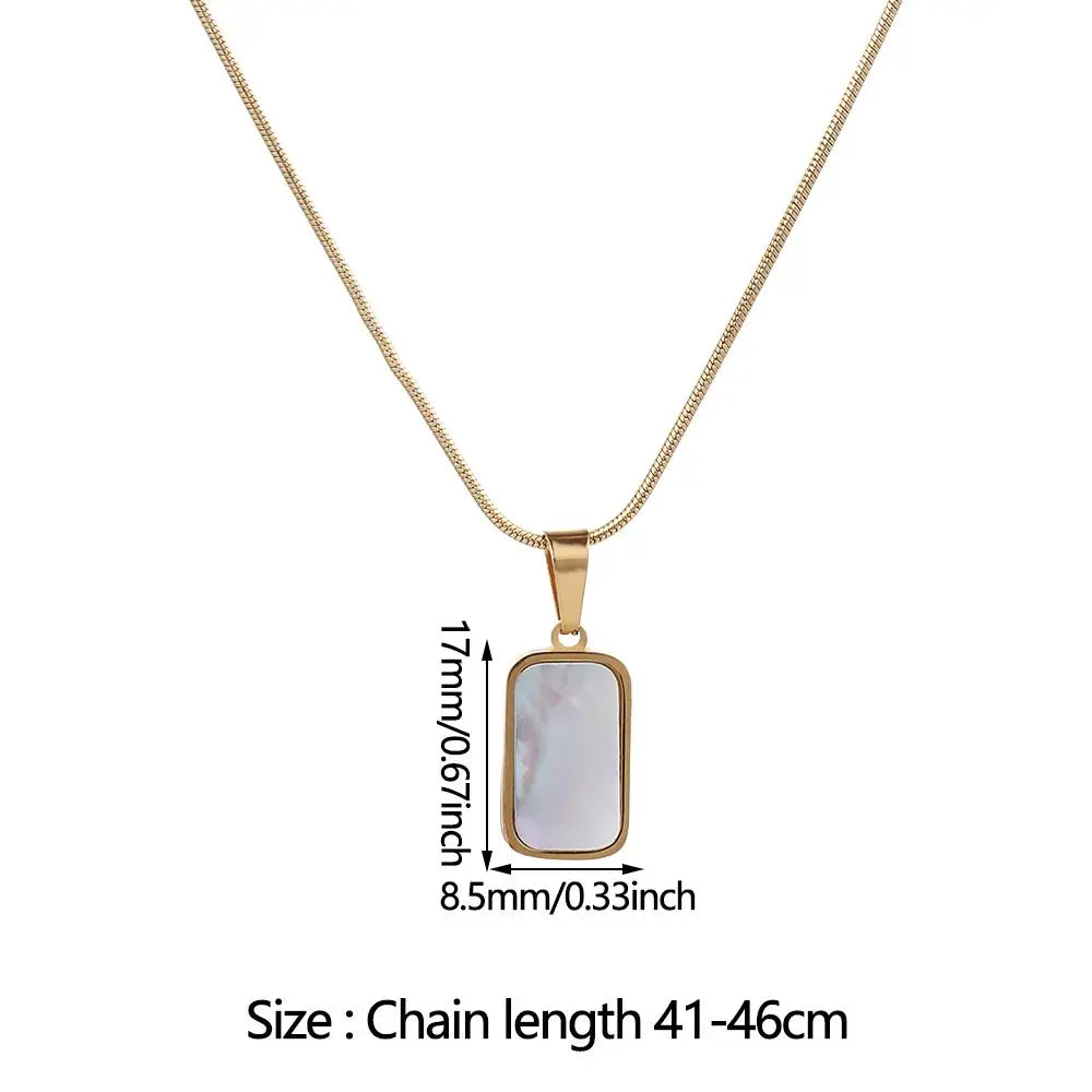 Double Sided Delicate Pendant Necklaces Stainless Steel Mini Square Necklace Elegant Fashion