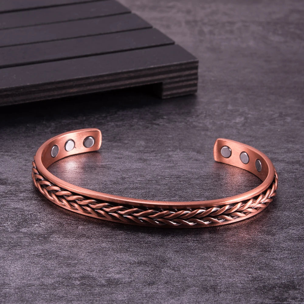 Copper Bracelets for  Pure Copper Vintage Magnetic Bangle with Energy Magnets Adjustable Cuff Jewelry Gift