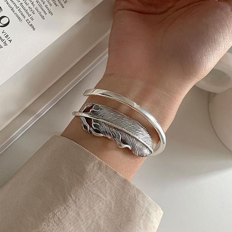 Bracelet for Women Summer New Trendy Elegant Creative Vintage Feather Adjustable Jewelry Party Gifts