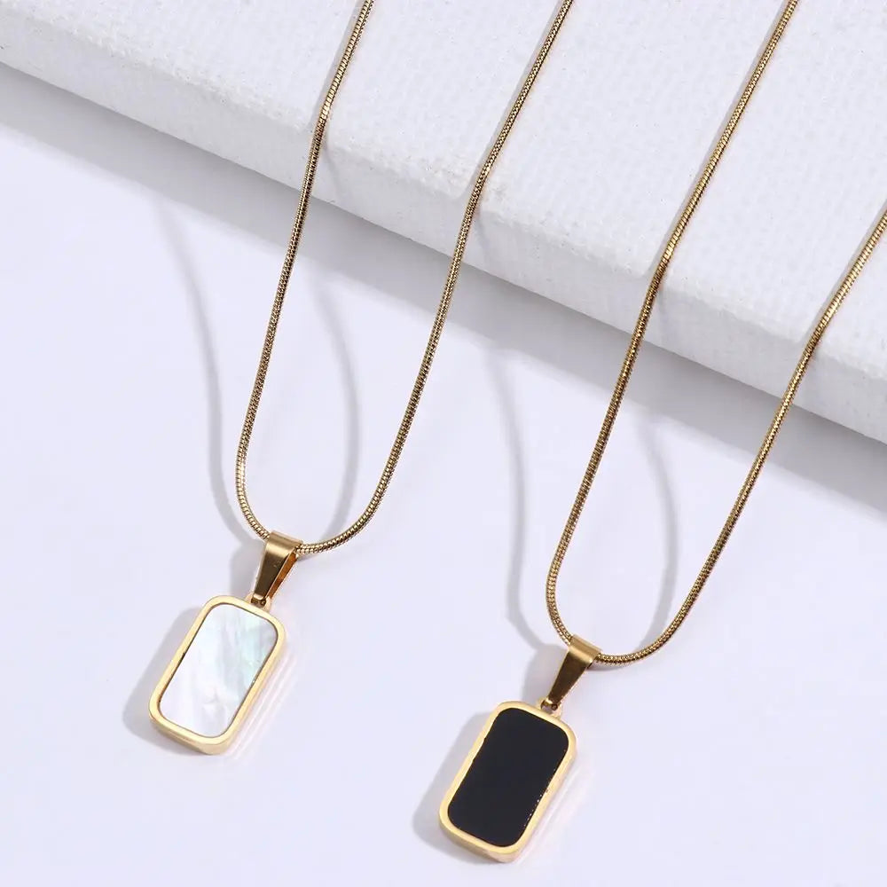 Double Sided Delicate Pendant Necklaces Stainless Steel Mini Square Necklace Elegant Fashion