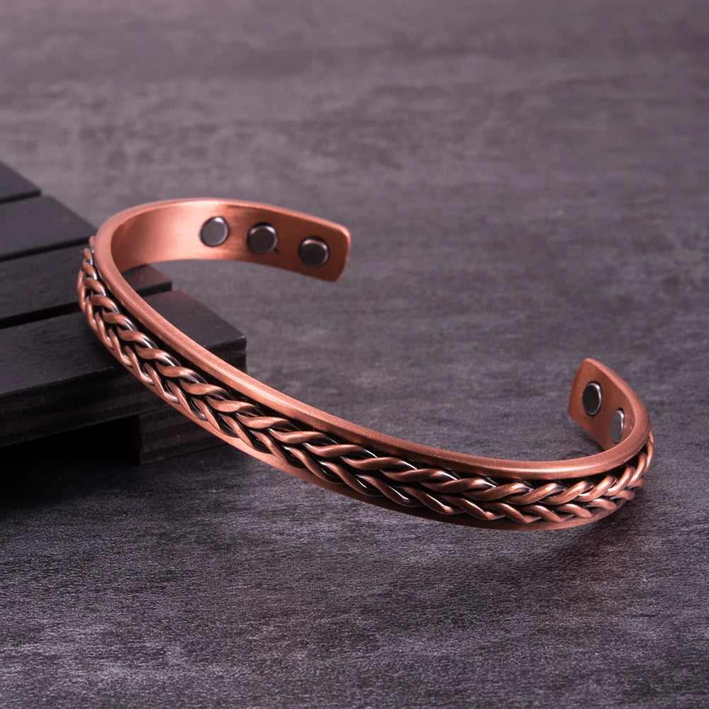 Copper Bracelets for  Pure Copper Vintage Magnetic Bangle with Energy Magnets Adjustable Cuff Jewelry Gift