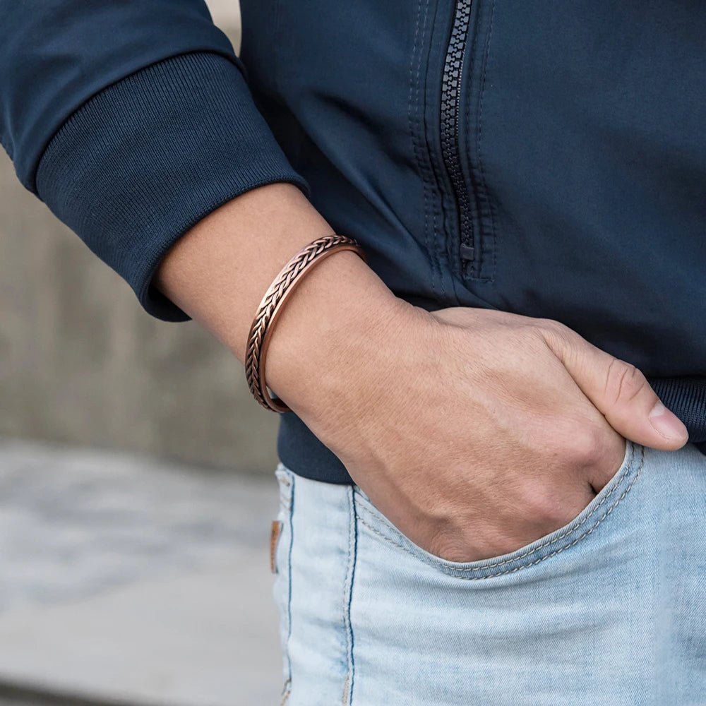Copper Bracelets for  Pure Copper Vintage Magnetic Bangle with Energy Magnets Adjustable Cuff Jewelry Gift