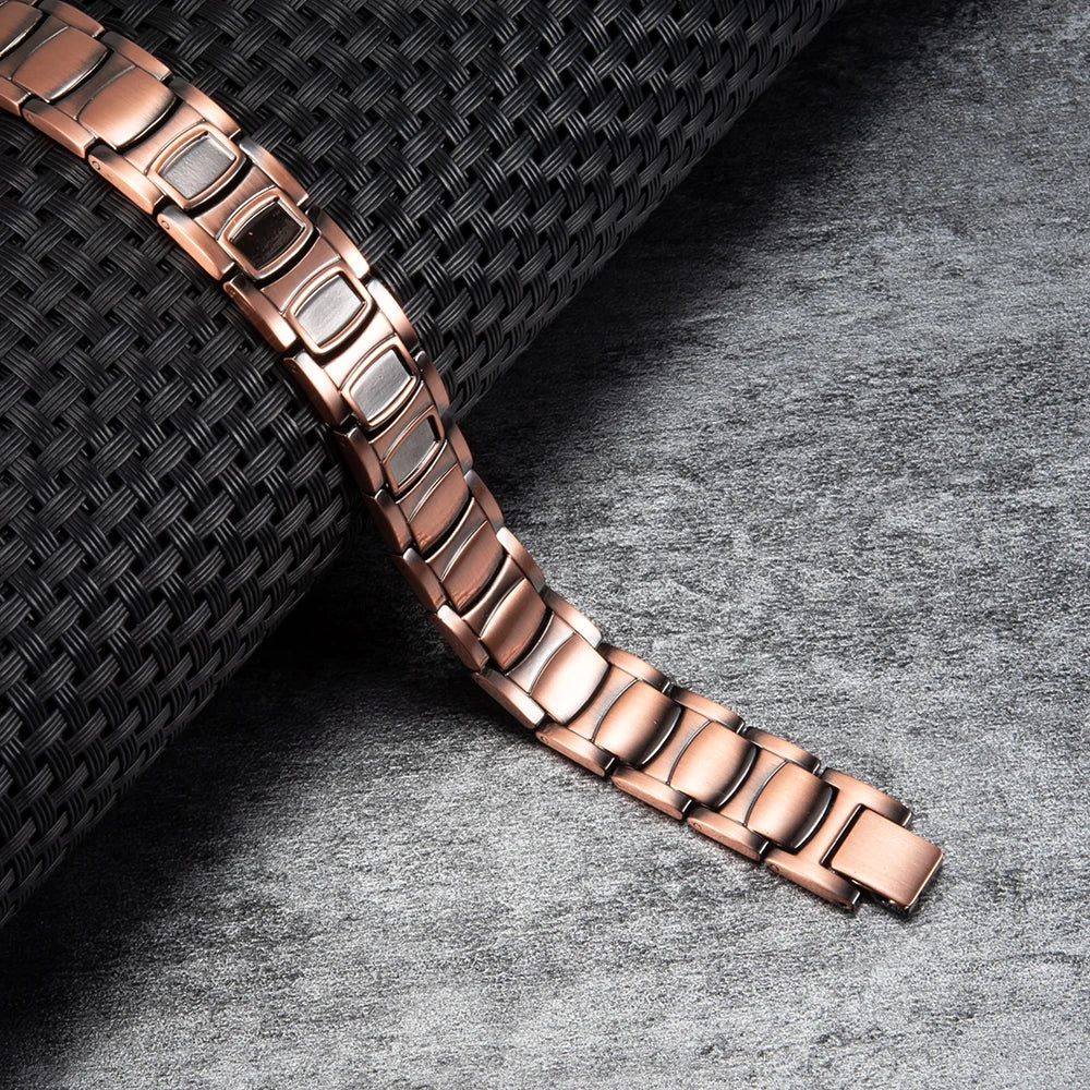 Magnetic Pure Copper Bracelet Men 12mm Wrist Band Copper Magnetic Bracelet Therapy Arthritis Hand Chain Energy Mens Bracelets