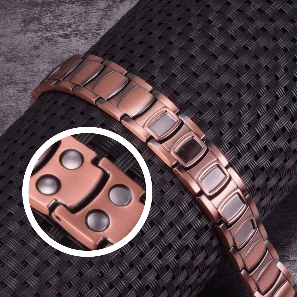 Magnetic Pure Copper Bracelet Men 12mm Wrist Band Copper Magnetic Bracelet Therapy Arthritis Hand Chain Energy Mens Bracelets