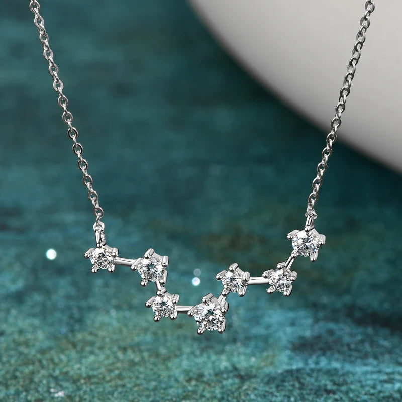 GRA Certified Moissanite Big Dipper Pendant Necklaces S925 Sterling Silver Women's Jewelry Chains for Wedding