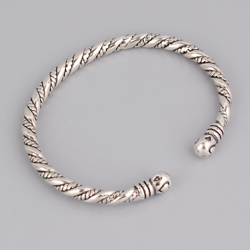 Twist Pattern Bracelet Bangles For Women Men Vintage Cool Korean Thai Silver Jewelry Gift