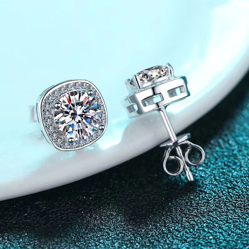 Moissanite Stud Earrings 1ct D VVS1 Lab Diamond with GRA Engagement Fine Jewelry Earring