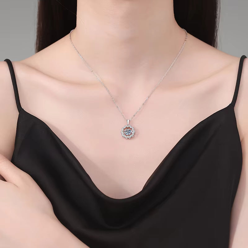 1ct 6.5mm VVS D Color Moissanite Diamond Necklace 925 Sterling Silver Luxury Jewelry Women's Wedding party dating gift