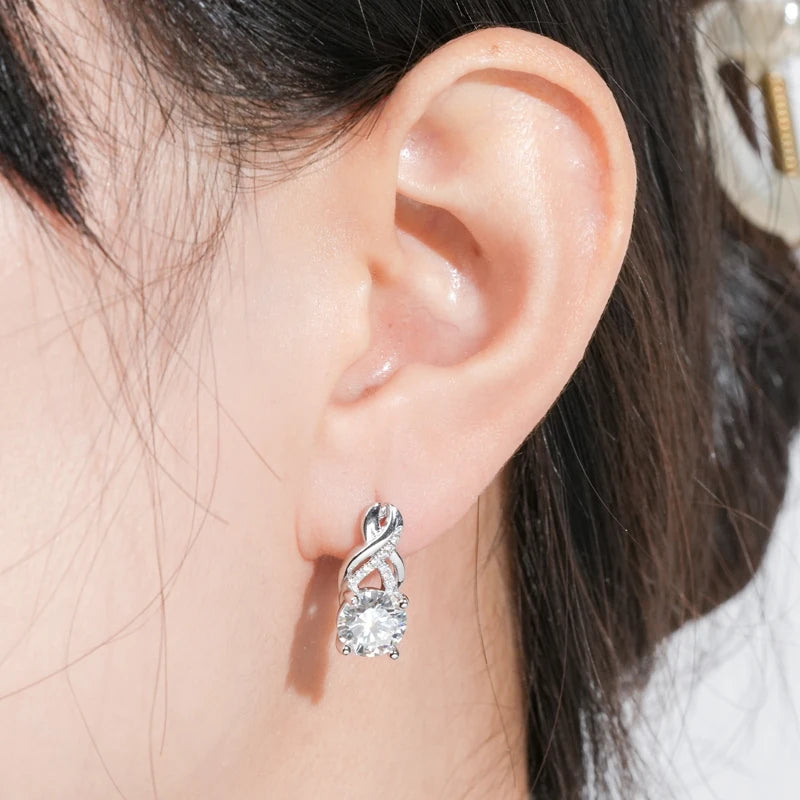 Moissanite Infinity Hoop Earrings for Women 18K Gold Plated Wedding Party Jewelry