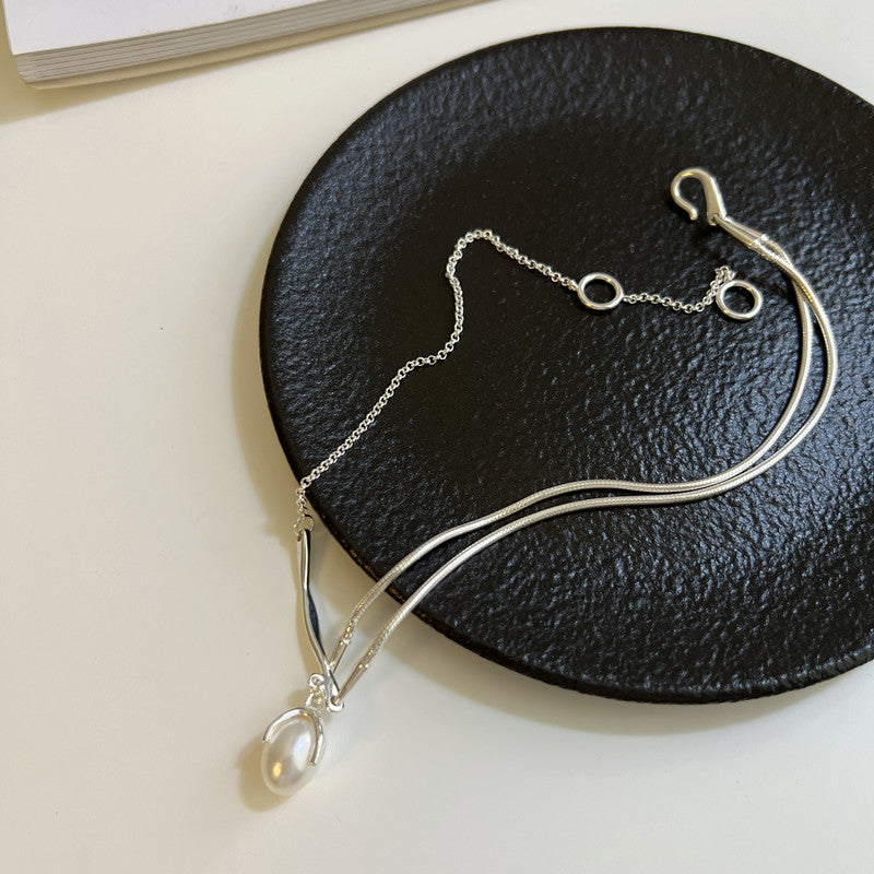 Double Layer Pearl Pendant Necklace For Women Girl Clavicle Choker Korean Fashion Jewelry Gift Party