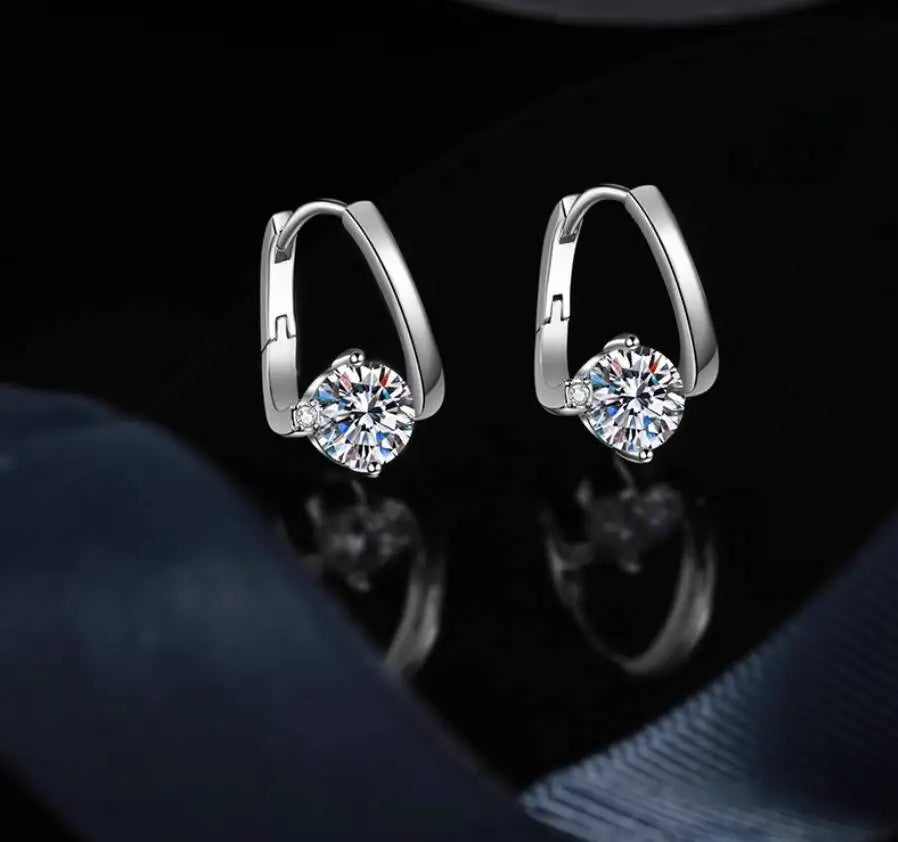 Earrings 1CT*2 D Color Moissanite Elegant Irregular Circle Ear Clips 925 Sterling Silver Women's Fine Jewelry Gifts For Party