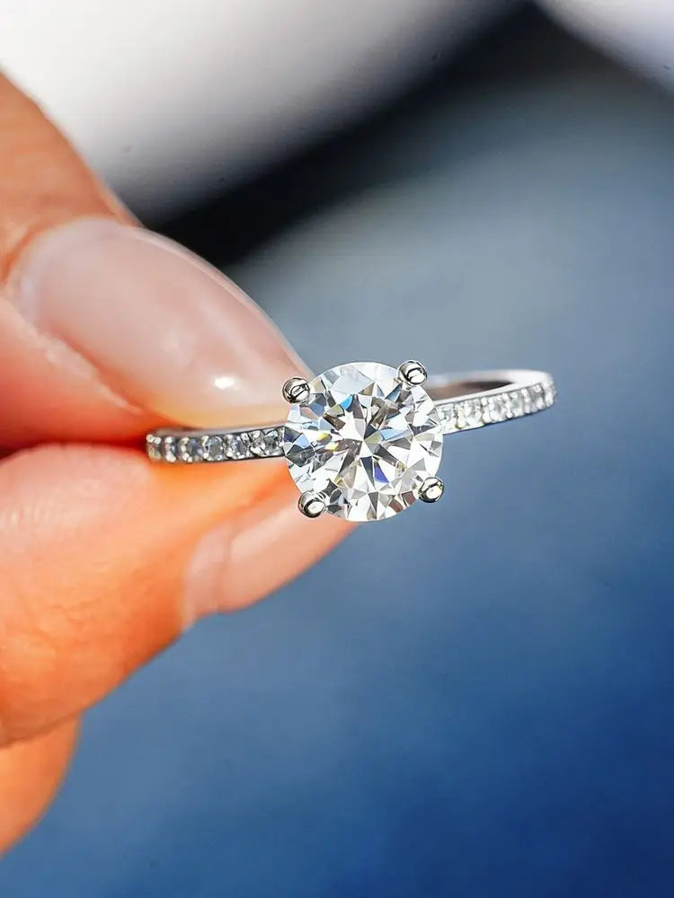 1-ct Real Moissanite  Ring Wedding Real 925 Sterling Silver Design Fine jewlery