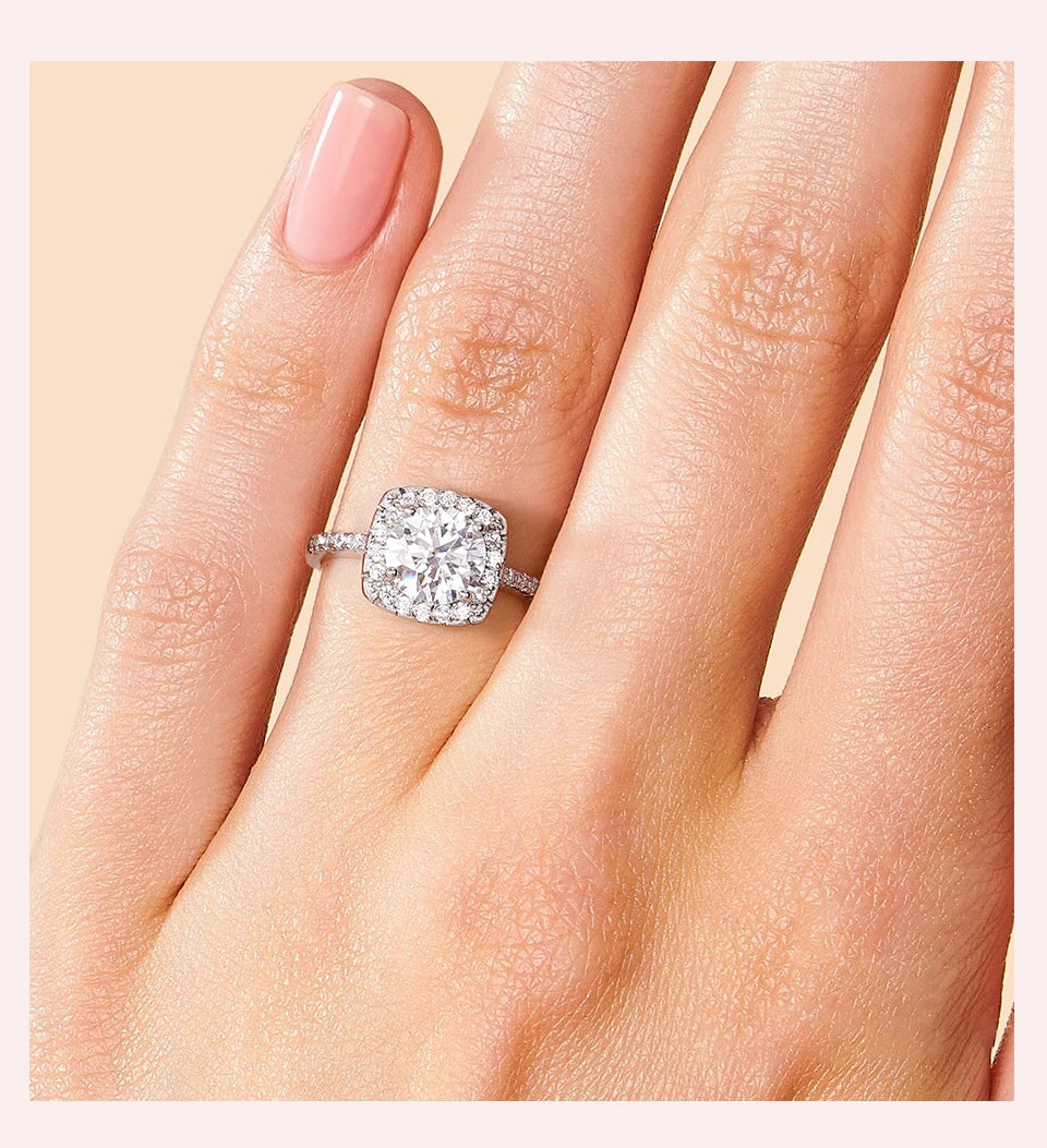 Moissanite Diamond Wedding H square Rings for Women Original 925 Sterling Silver Luxury Fine Jewelry