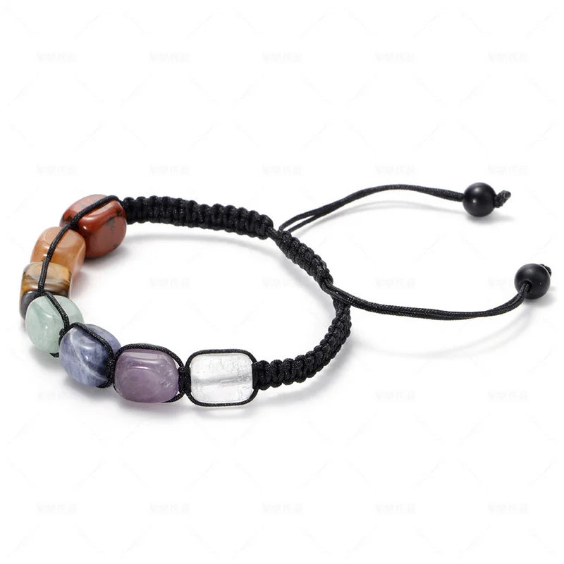 7 Chakra Bracelets Jewelry Handmade Balancing Spiritual Adjustable Rope Reiki Healing Natural Mineral Beads Crystals Bracelet