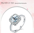 Moissanite Diamond Wedding H square Rings for Women Original 925 Sterling Silver Luxury Fine Jewelry