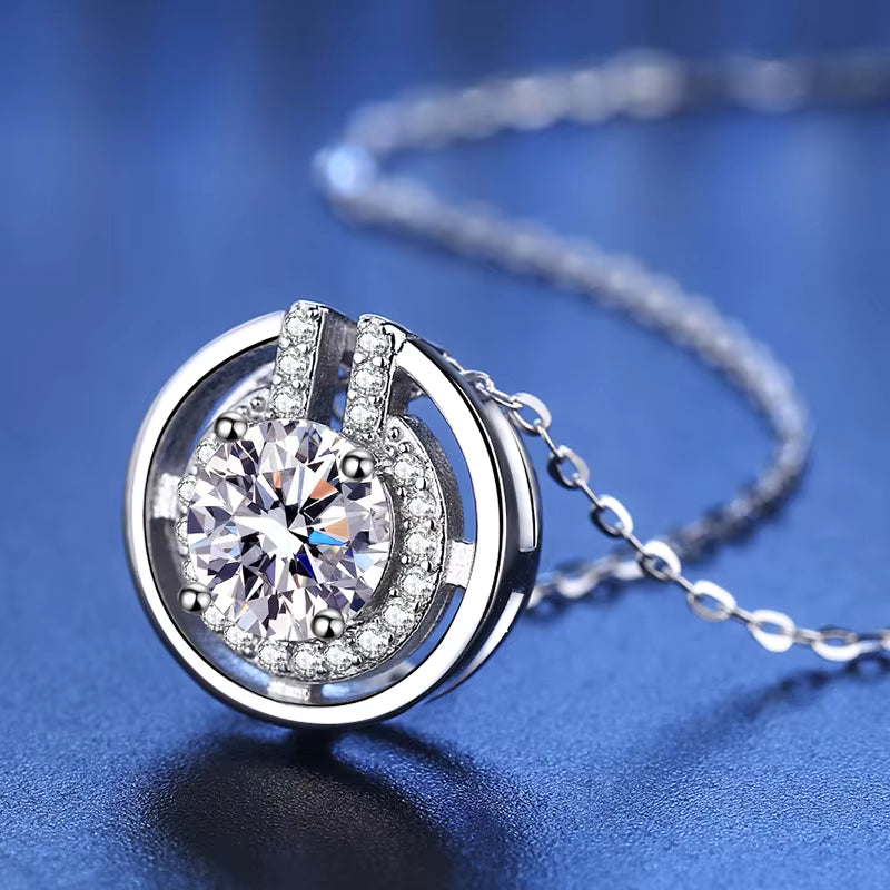 Moissanite Diamond Pendant Necklaces For Women 925 Sterling Silver Luxury Chain Trending Iced Bling Wedding Jewelry