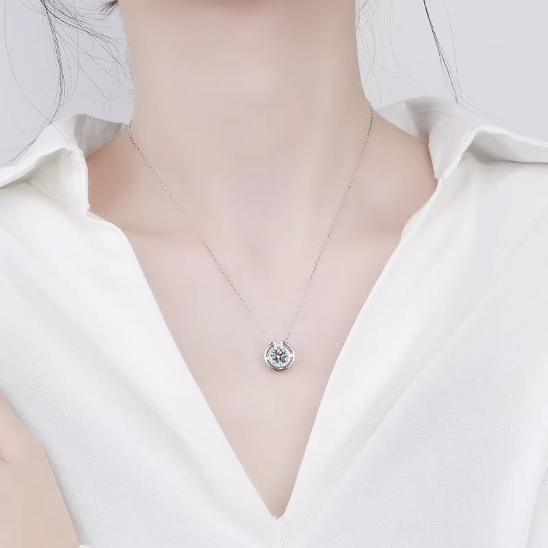 Moissanite Diamond Pendant Necklaces For Women 925 Sterling Silver Luxury Chain Trending Iced Bling Wedding Jewelry