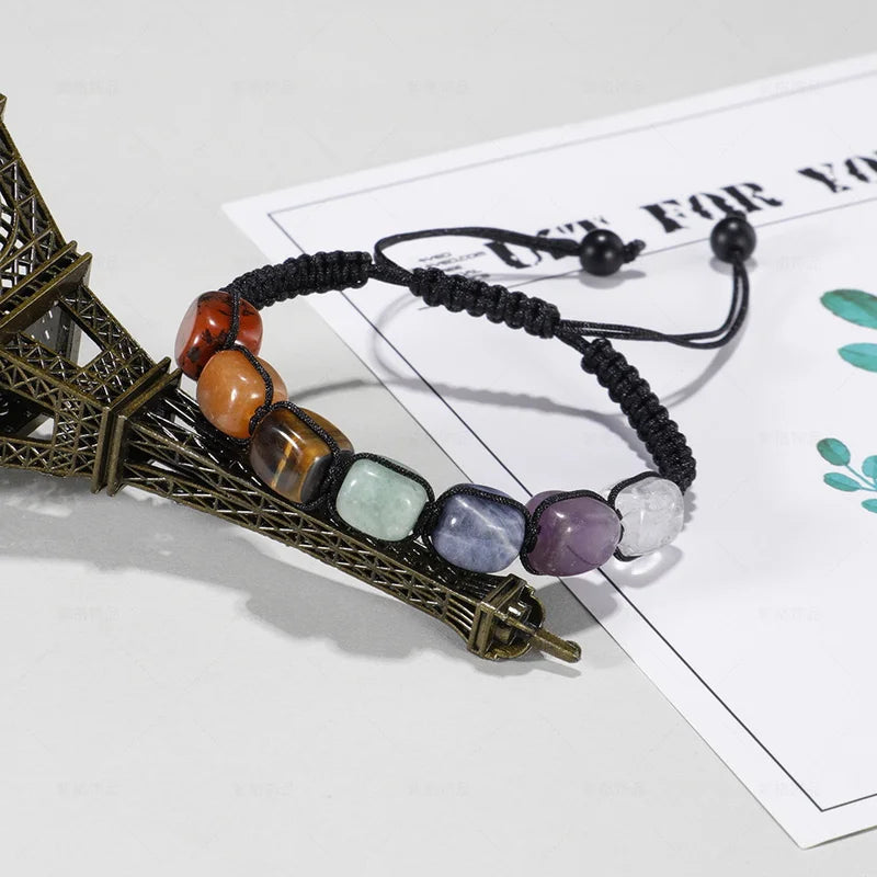 7 Chakra Bracelets Jewelry Handmade Balancing Spiritual Adjustable Rope Reiki Healing Natural Mineral Beads Crystals Bracelet